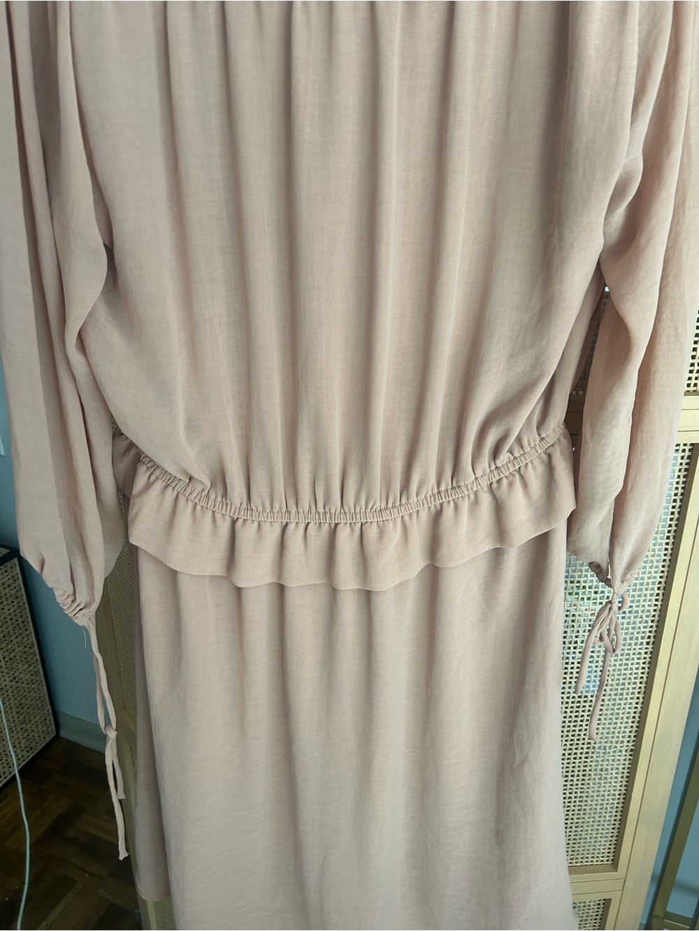 H&M Nude Button Front Mini Dress Size 8 Flowy Boho - Picture 4 of 6
